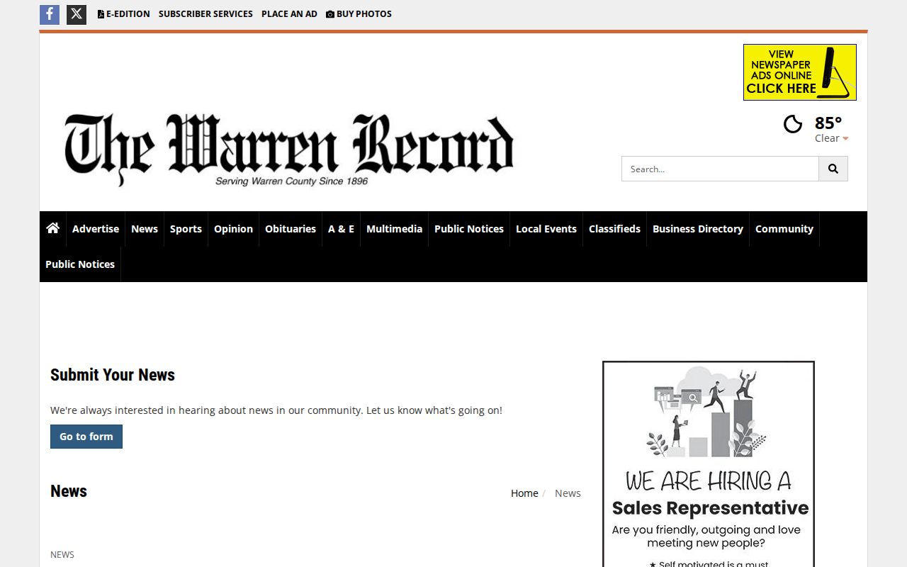 Warren Record news index used to locate dated county arrest coverage