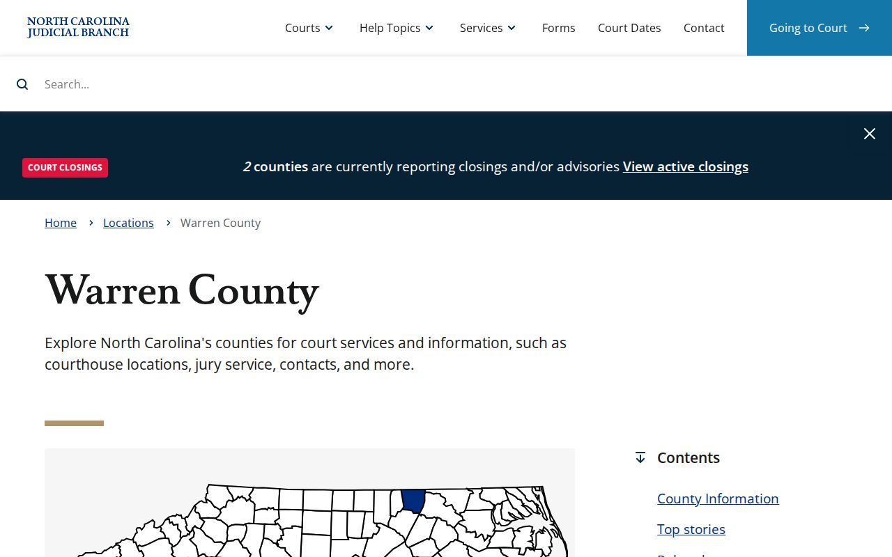 Warren County court page for arrest case disposition records